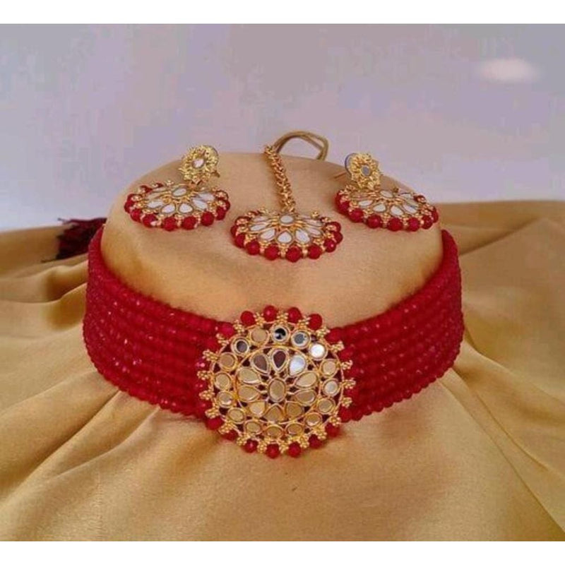 Akruti Collection Gold Plated Choker Necklace Set