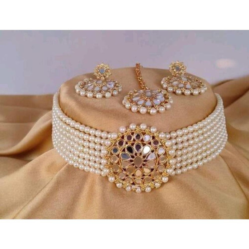 Akruti Collection Gold Plated Choker Necklace Set