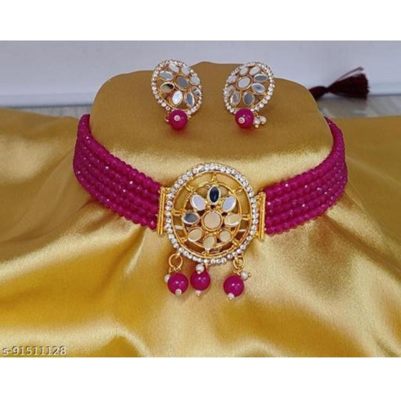 Akruti Collection Gold Plated Choker Necklace Set