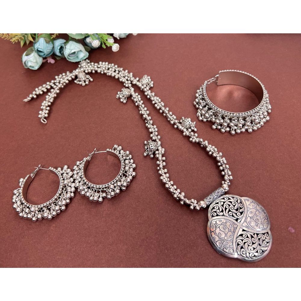 Akruti Collection Silver Plated Jewellery Combo Set