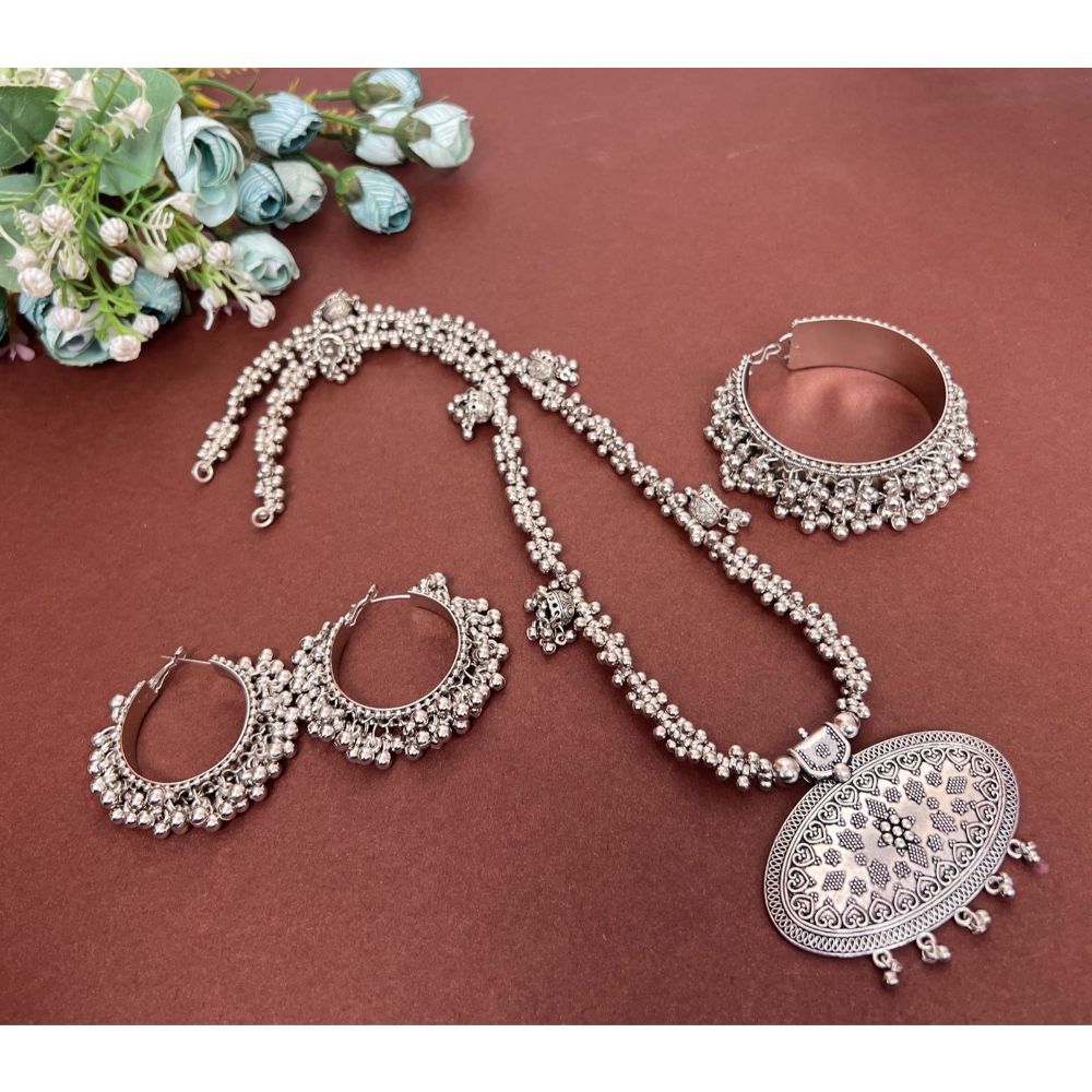 Akruti Collection Silver Plated Jewellery Combo Set