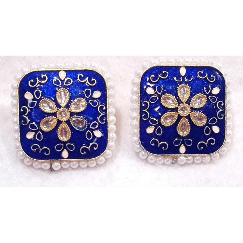 Akruti Collection Gold Plated Meenakari Stud Earrings