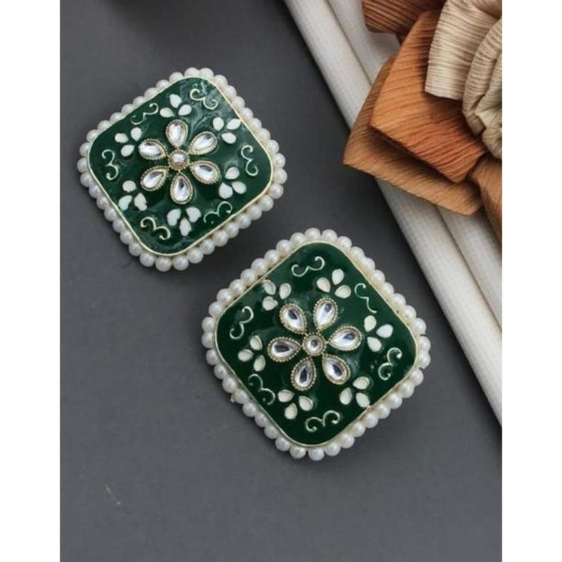 Akruti Collection Gold Plated Meenakari Stud Earrings