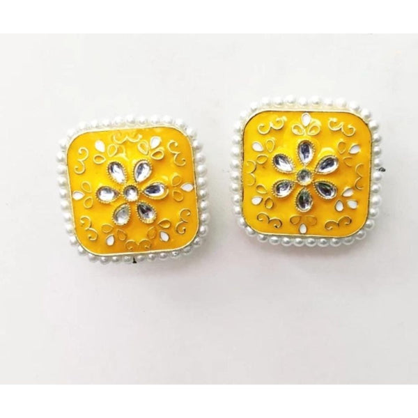 Akruti Collection Gold Plated Meenakari Stud Earrings