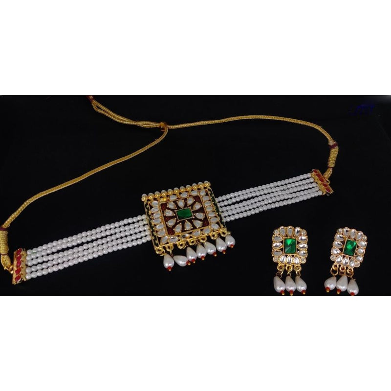 Akruti Collection Gold Plated Choker Necklace Set