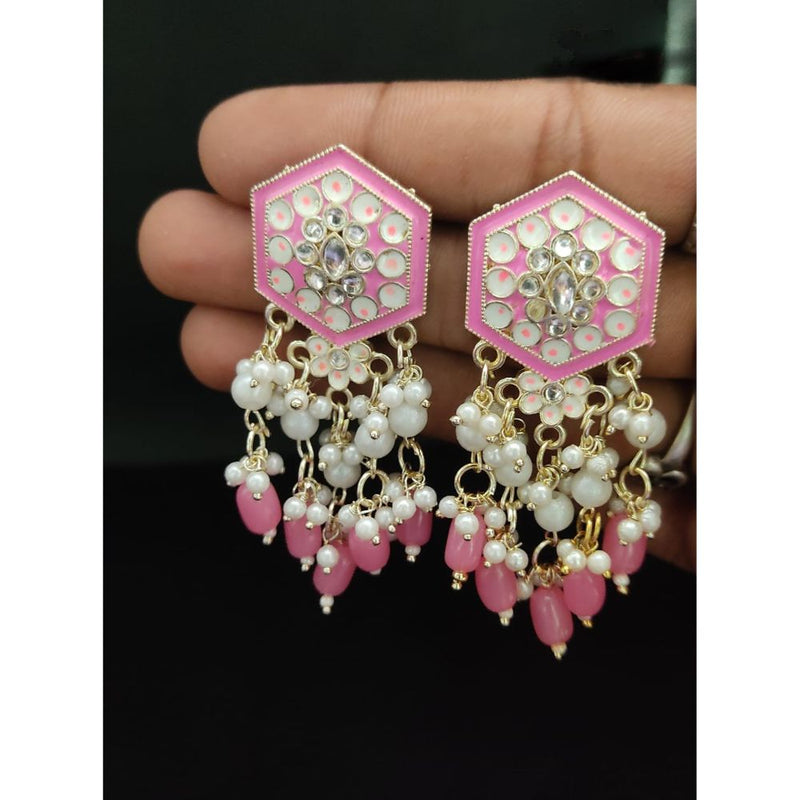 Akruti Collection Gold Plated Meenakari Dangler Earrings