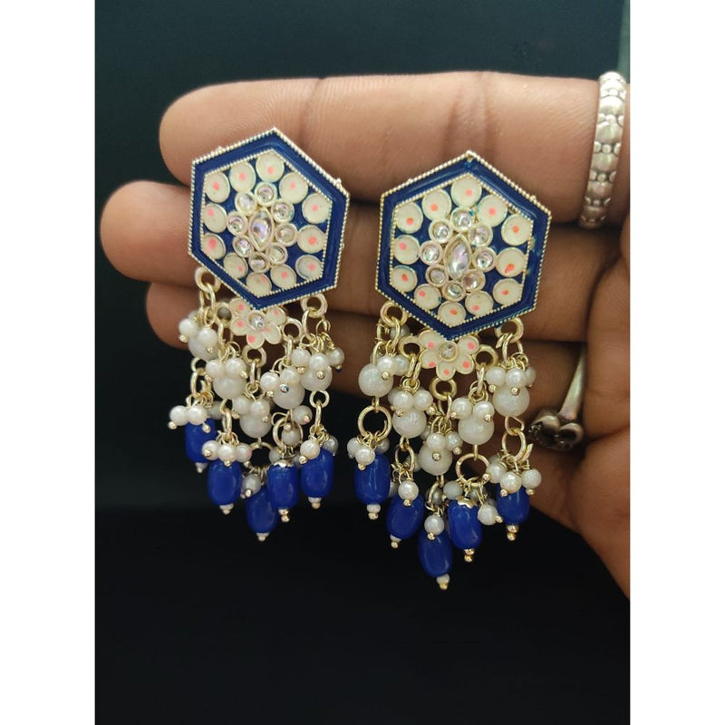 Akruti Collection Gold Plated Meenakari Dangler Earrings