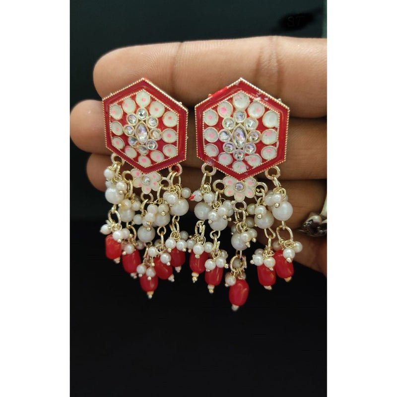 Akruti Collection Gold Plated Meenakari Dangler Earrings