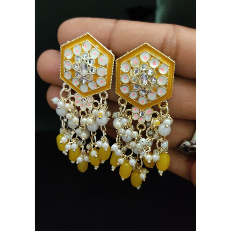 Akruti Collection Gold Plated Meenakari Dangler Earrings