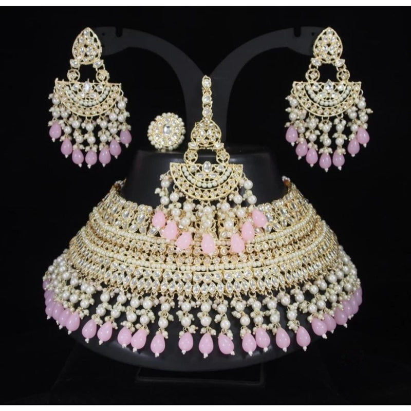 Akruti Collection Gold Plated Kundan Stone Necklace Set