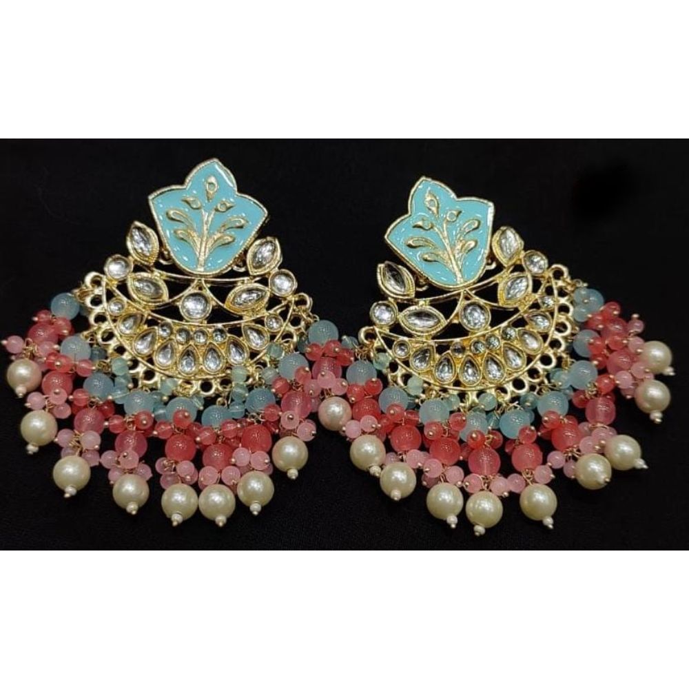 Akruti Collection Gold Plated Meenakari Dangler Earrings