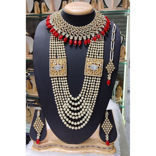Akruti Collection Gold Plated Double Necklace Set