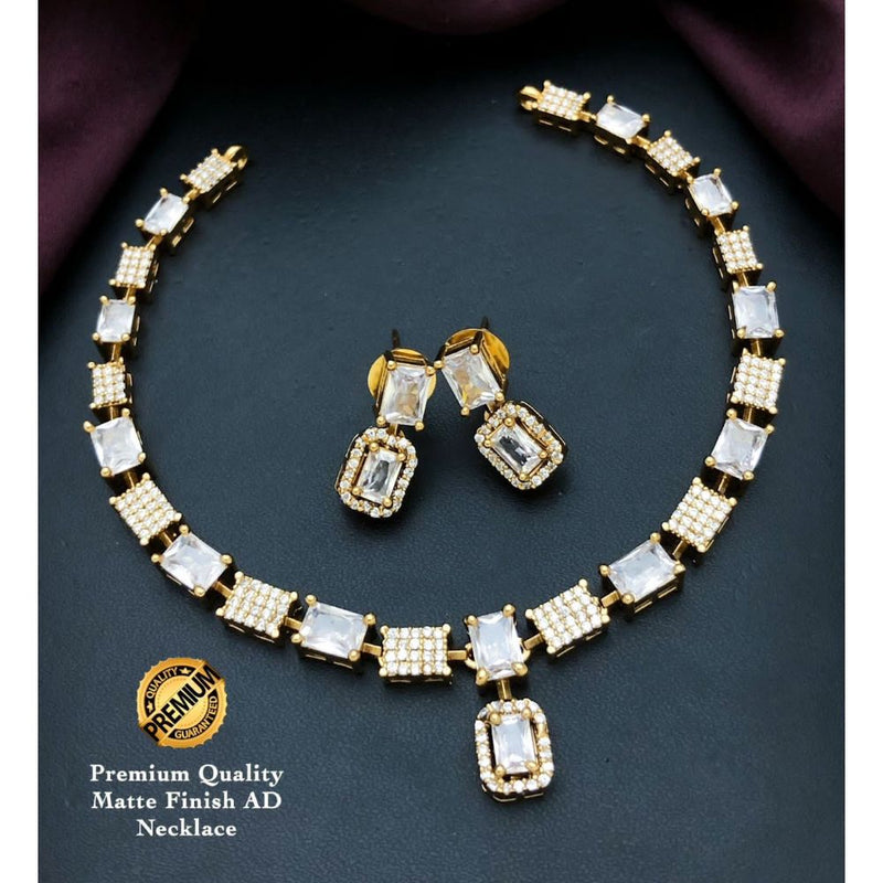 Akruti Collection Gold Plated AD Stone Necklace Set