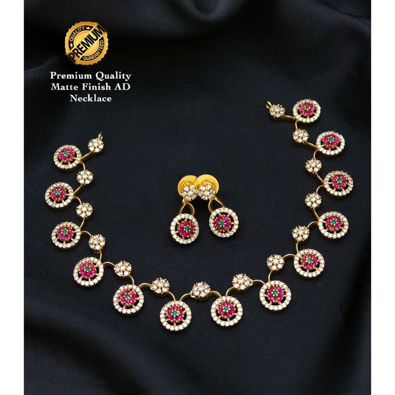 Akruti Collection Gold Plated AD Stone Necklace Set