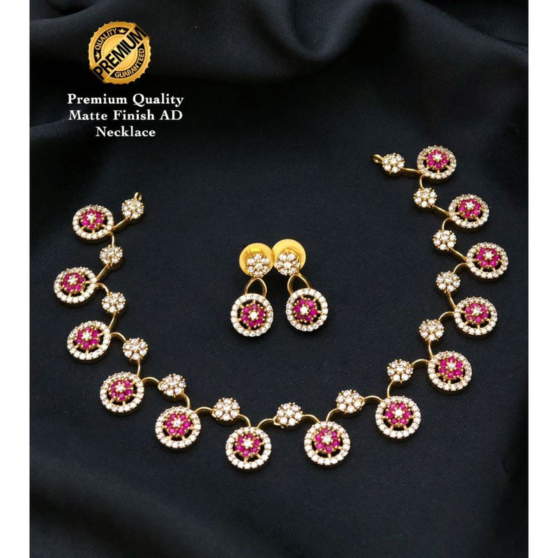 Akruti Collection Gold Plated AD Stone Necklace Set