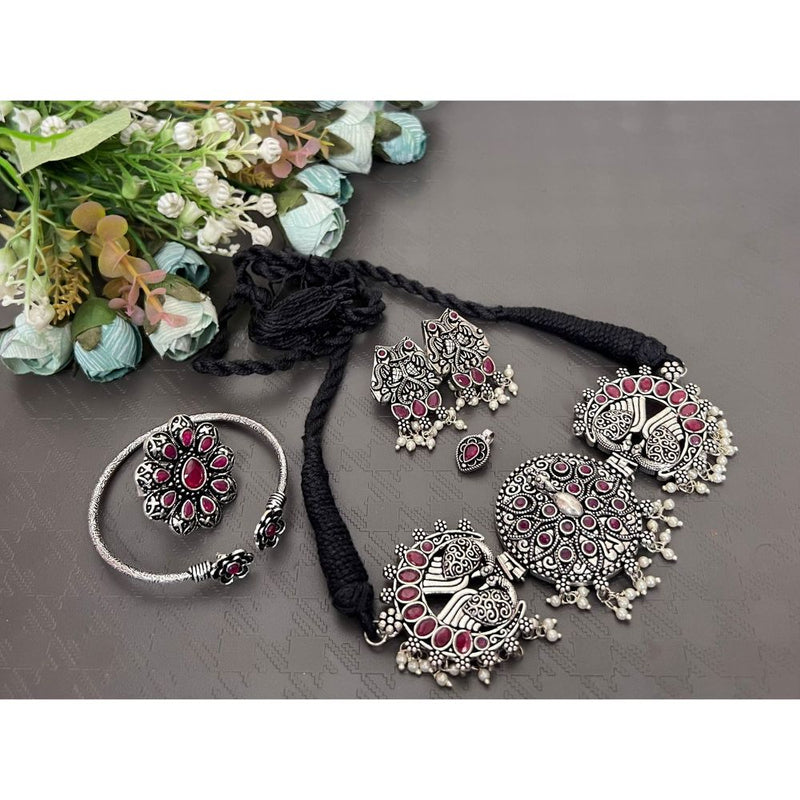 Akruti Collection Oxidised Plated Combo Set