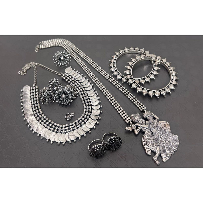 Akruti Collection Silver Plated Combo Set