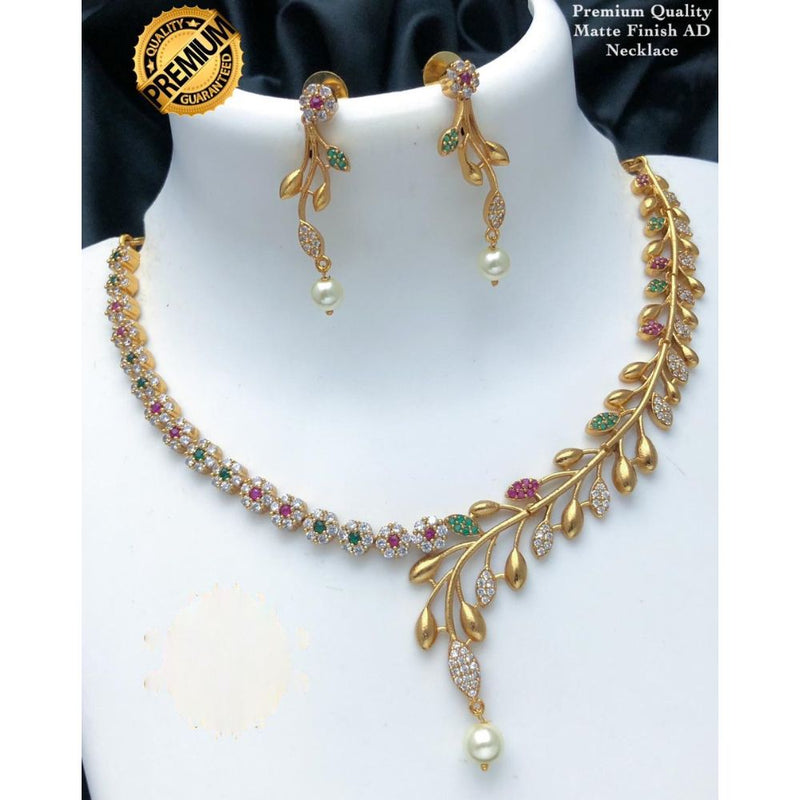 Akruti Collection Gold Plated AD Stone Necklace Set