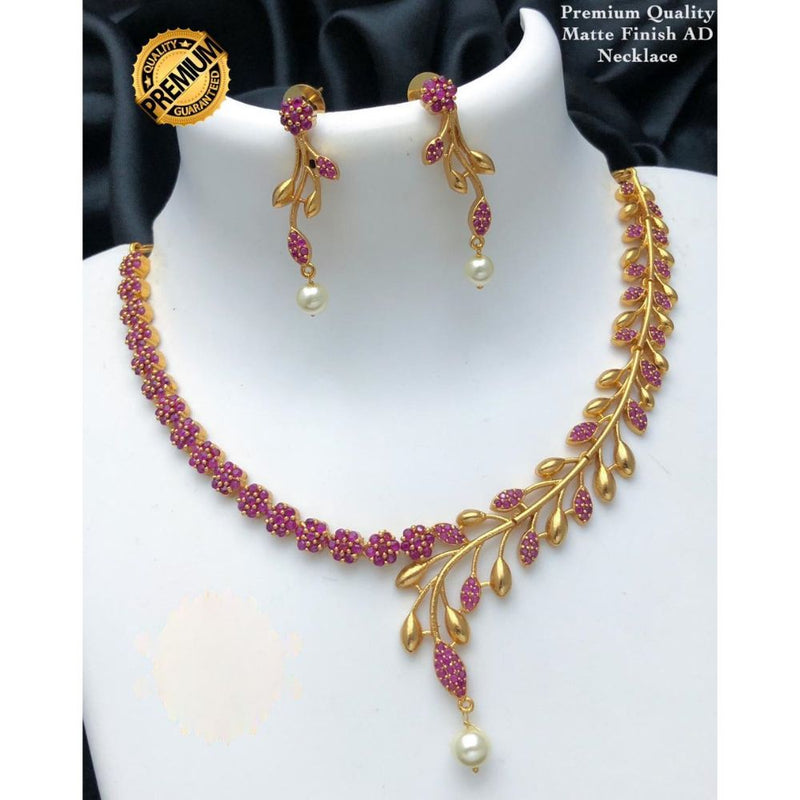 Akruti Collection Gold Plated AD Stone Necklace Set