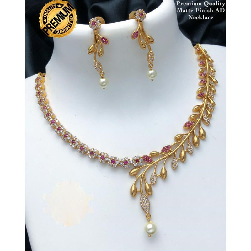 Akruti Collection Gold Plated AD Stone Necklace Set