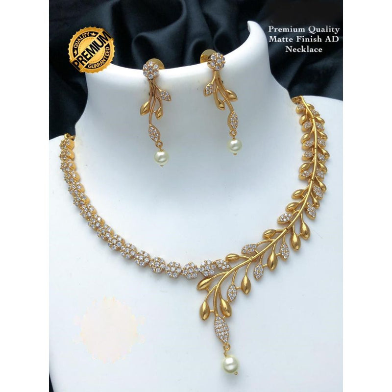 Akruti Collection Gold Plated AD Stone Necklace Set