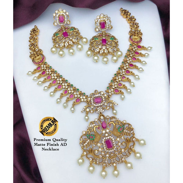 Akruti Collection Gold Plated AD Stone Necklace Set