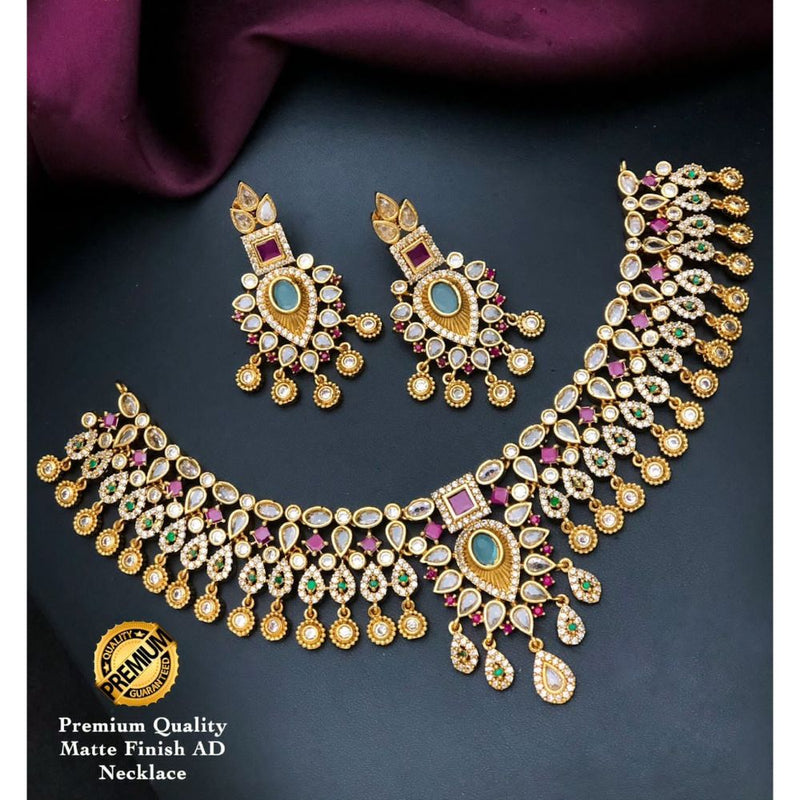 Akruti Collection Gold Plated AD Stone Necklace Set