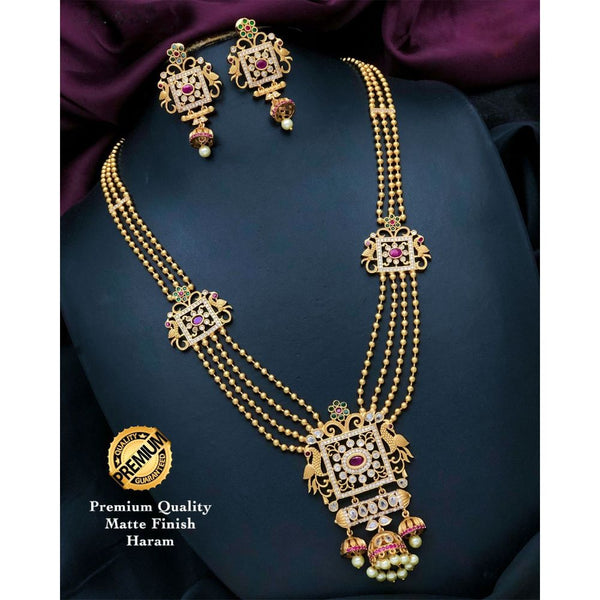 Akruti Collection Gold Plated AD Stone Long Necklace Set