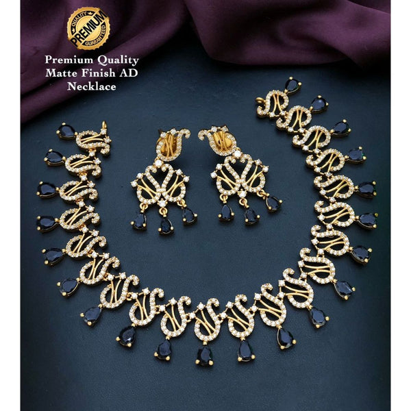 Akruti Collection Gold Plated AD Stone Necklace Set