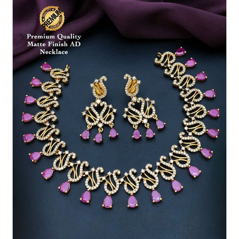 Akruti Collection Gold Plated AD Stone Necklace Set