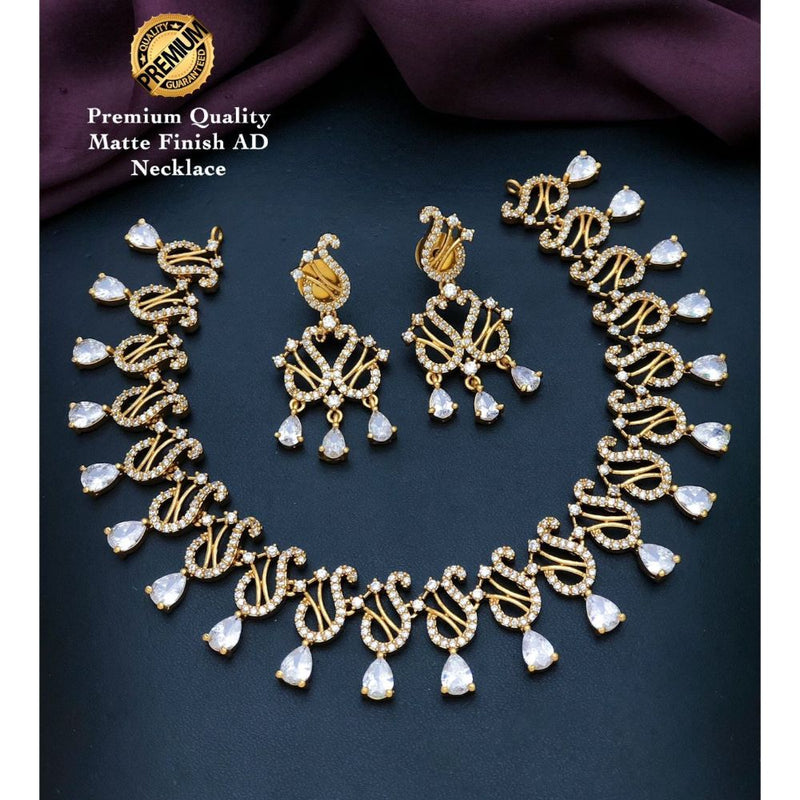 Akruti Collection Gold Plated AD Stone Necklace Set