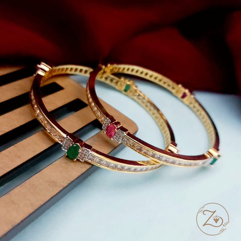 Akruti Collection Gold Plated AD Stone Bangles Set