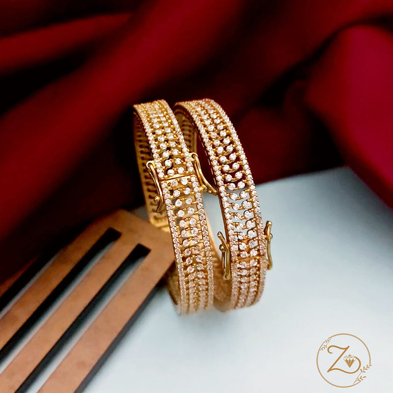 Akruti Collection Gold Plated AD Stone Bangles Set