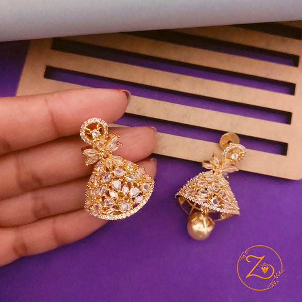 Akruti Collection Gold Plated AD Stone Jhumki Earrings