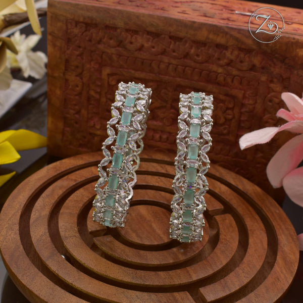 Akruti Collection Silver Plated Crystal Stone Bangles Set