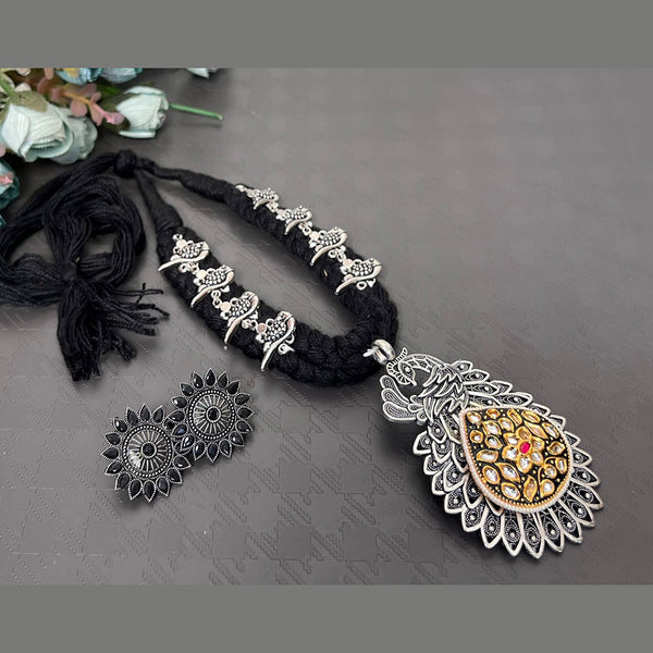 Akruti Collection Oxidised Plated Thread Necklace Set
