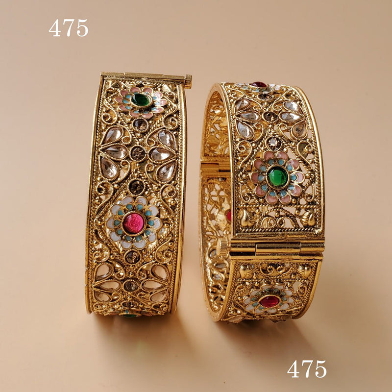 Akruti Collection Gold Plated Bangles Set