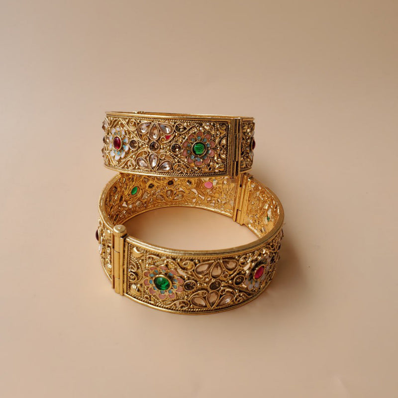 Akruti Collection Gold Plated Bangles Set