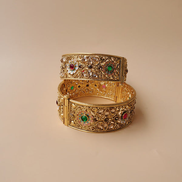 Akruti Collection Gold Plated Bangles Set