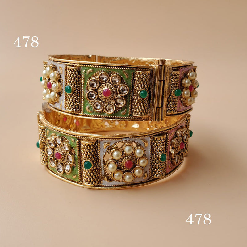 Akruti Collection Gold Plated Bangles Set