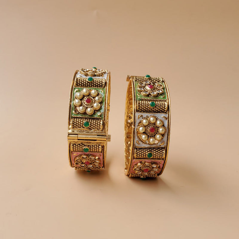 Akruti Collection Gold Plated Bangles Set