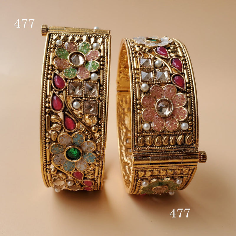 Akruti Collection Gold Plated Bangles Set