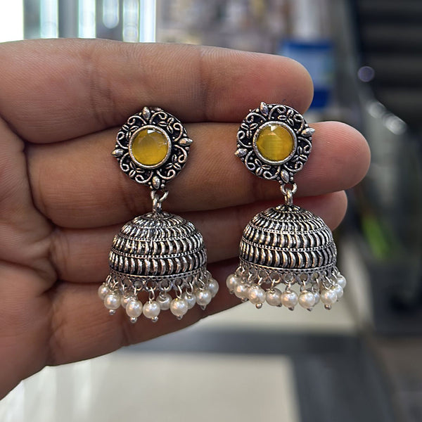Akruti Collection Oxidised Plated Jhumki Earrings