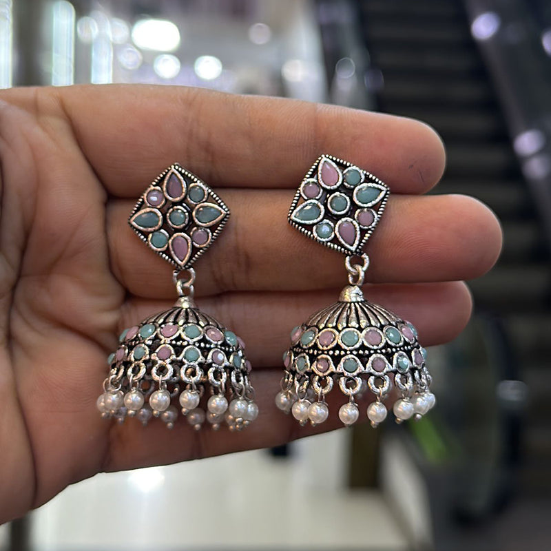 Akruti Collection Oxidised Plated Jhumki Earrings