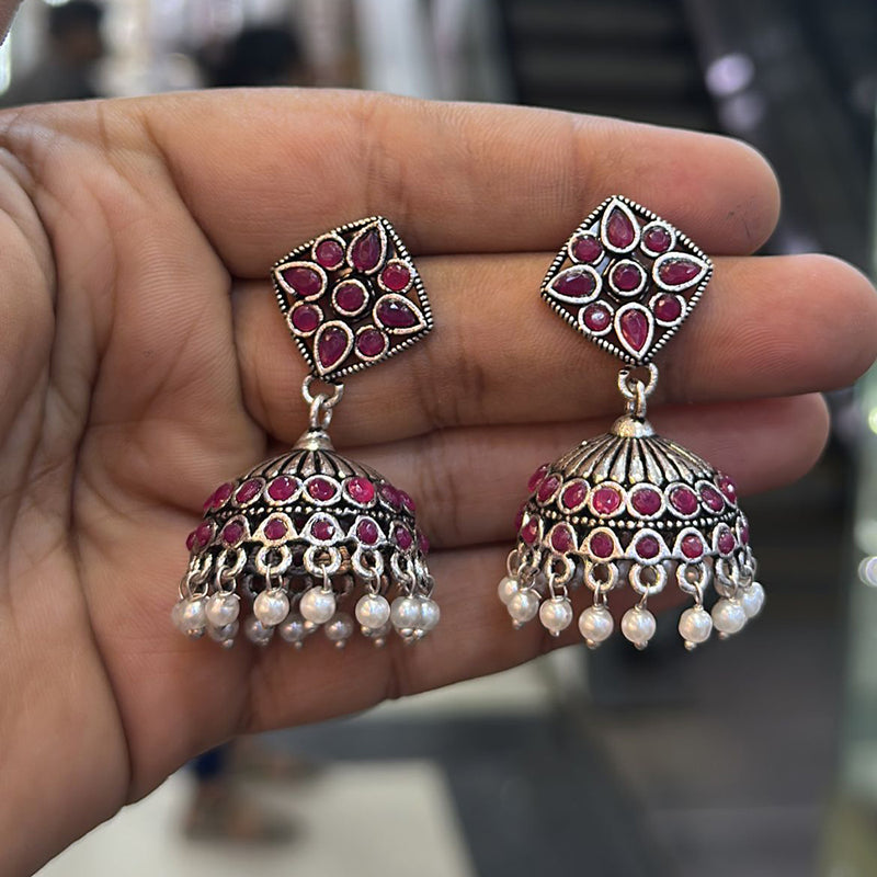 Akruti Collection Oxidised Plated Jhumki Earrings