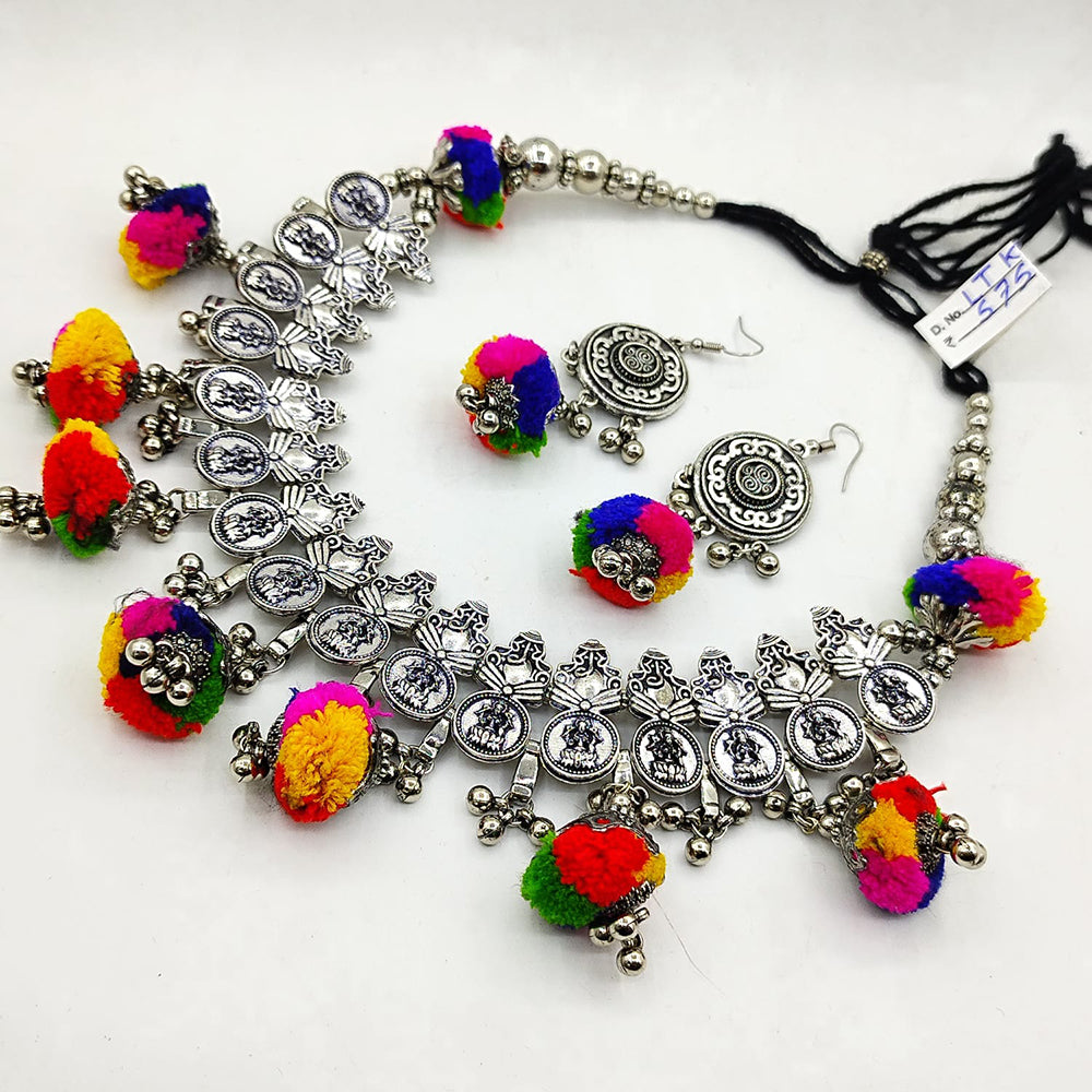 Akruti Collection Oxidised Plated  Necklace