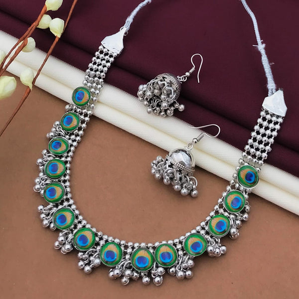 Akruti Collection Oxidised Plated  Necklace