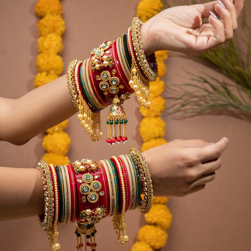 Akruti Collection Gold Plated Bangles Set