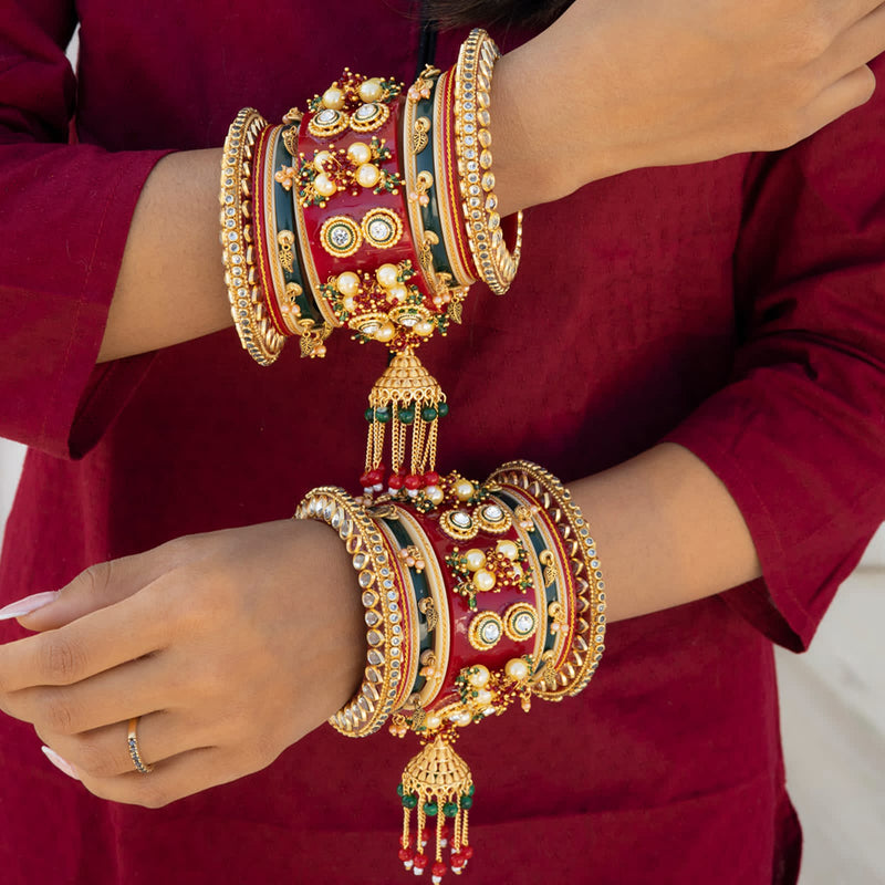 Akruti Collection Gold Plated Bangles Set