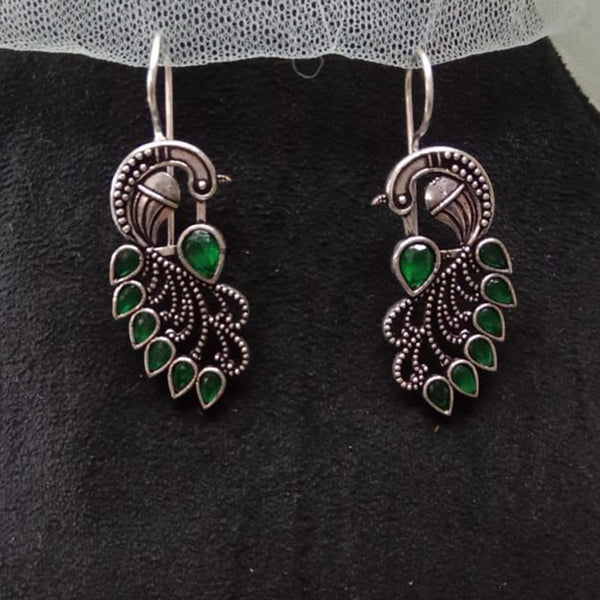 Akruti Collection Oxidised Plated Peacock Earrings